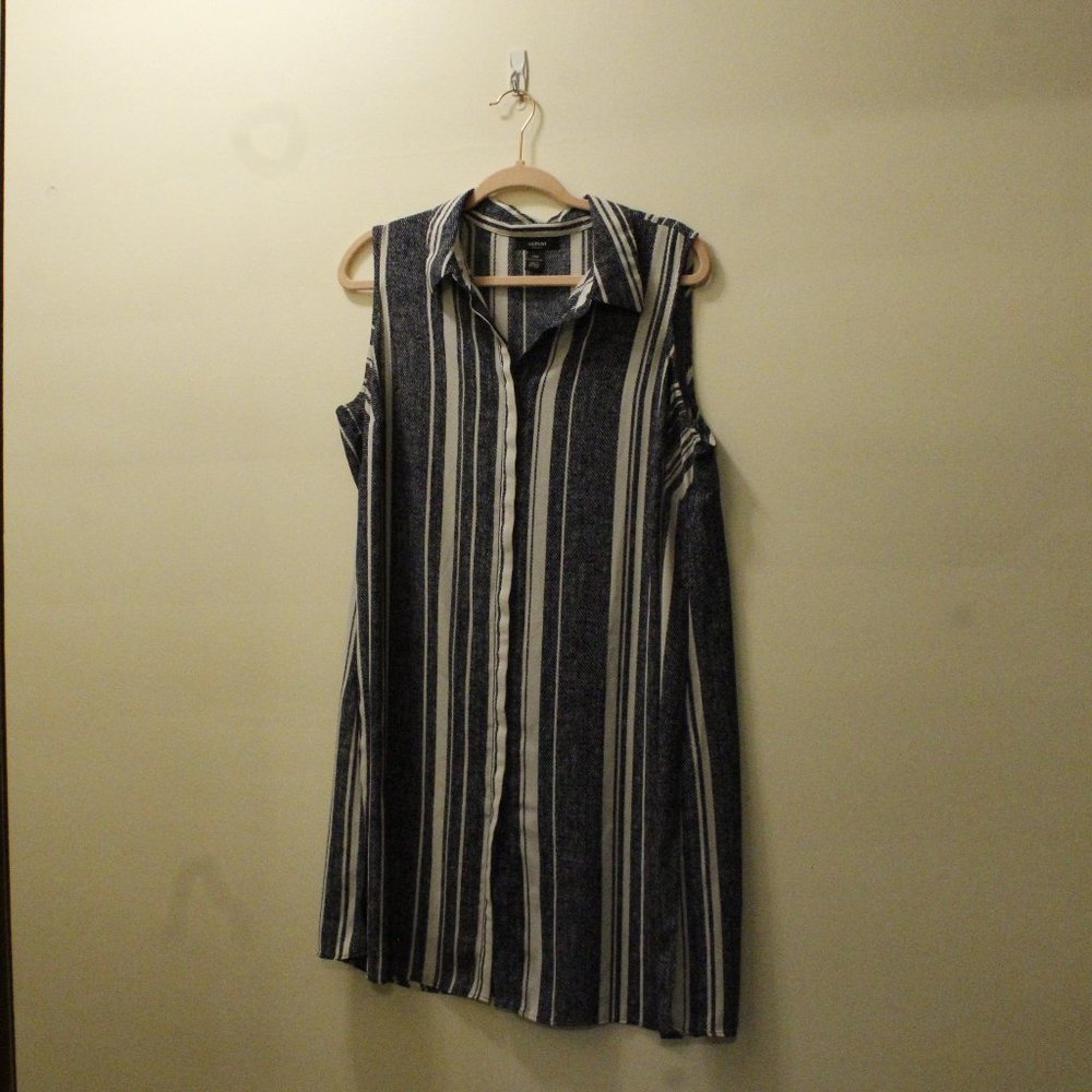 Alfani | Blue and White Striped Tunic Blouse